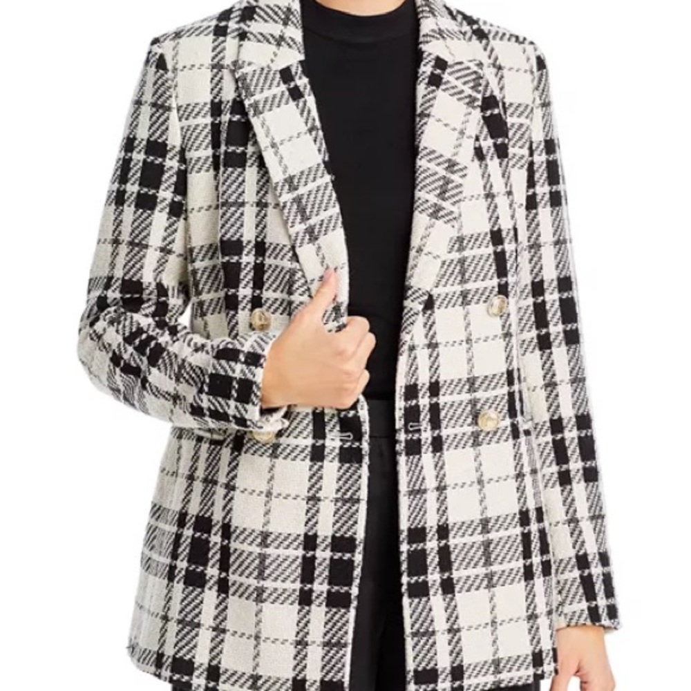 Tahari Black and White Checkered Blazer